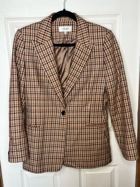 Reiss Italian Fabric Houndstooth Blazer Structured Jacket 8
